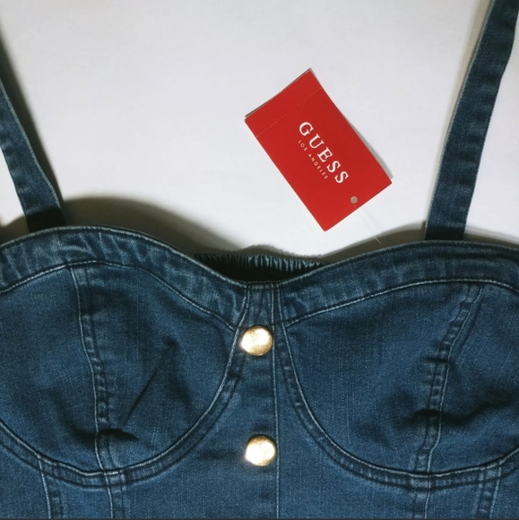 GUESS Denim Cropped Top - Picture 2 of 8